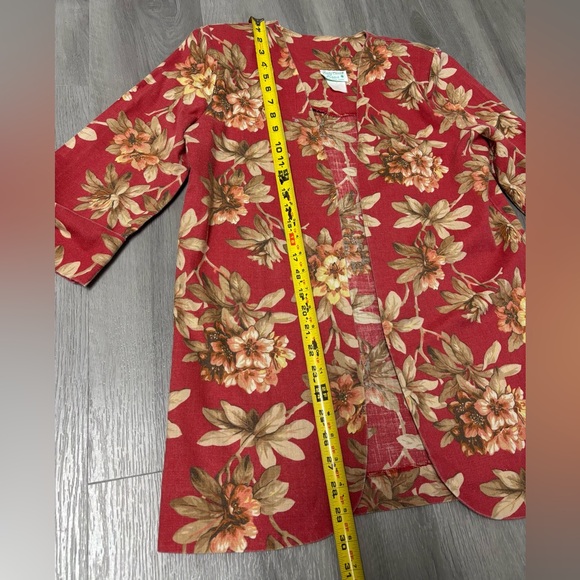 Lady Carol Petites Vintage Floral Boho Open Front Jacket 3/4 Sleeve Women’s - Picture 6 of 8